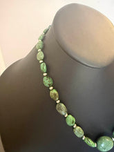 Load image into Gallery viewer, Sterling silver green turquoise nugget necklace 22 inch