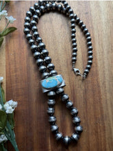 Load image into Gallery viewer, Sterling Silver Sonoran Gold Turquoise Pearls Bead Jackla Necklace 22 Inch