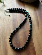 Load image into Gallery viewer, Sterling Silver Black Onyx Turquoise Bead Necklace. 18 Inch Gift