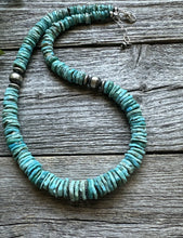 Load image into Gallery viewer, Southwestern Sterling Silver Blue Turquoise Bead Necklace. 18 inch