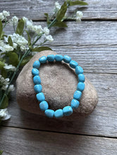 Load image into Gallery viewer, Blue Turquoise Nuggets 7 Inch Stretch Elastic Stretchy Bead Bracelet Gift