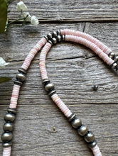 Load image into Gallery viewer, Southwestern Sterling Silver Pink Conch Bead Necklace. 22 Inch