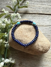 Load image into Gallery viewer, Lapis Turquoise 6.5 Inch Stretch Elastic Stretchy Bead Bracelet Gift