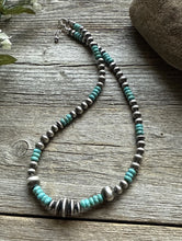 Load image into Gallery viewer, Blue Turquoise Multi Graduated Sterling Silver Pearls Bead Necklace 18 Inch