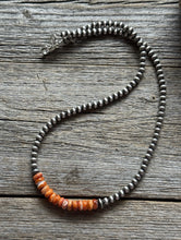 Load image into Gallery viewer, Orange Spiny Oyster 4mm Sterling Silver Pearls Choker Bead Necklace 16 Inch Gift