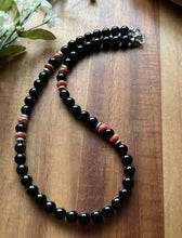 Load image into Gallery viewer, Sterling Silver Black Onyx Red Spiny Oyster Bead Necklace. 18 Inch Gift