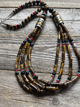 Load image into Gallery viewer, Tommy Rosita Singer T R Sterling Silver Multi Strand Tigers Eye Bead Necklace 28