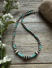 Load image into Gallery viewer, Blue Turquoise Multi Graduated Sterling Silver Pearls Bead Necklace 18 Inch