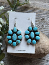 Load image into Gallery viewer, Navajo Sterling Silver Blue Turquoise Cluster Earrings RB