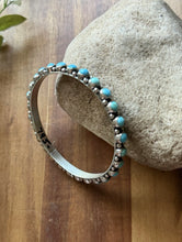 Load image into Gallery viewer, Native American Sterling Silver Blue Turquoise Bangle Cuff Bracelet. EB