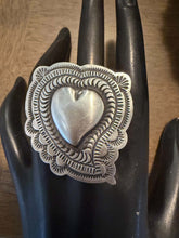 Load image into Gallery viewer, Navajo sterling silver heart ring adjustable