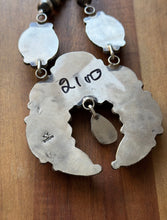 Load image into Gallery viewer, Navajo Sterling Silver Blue Green Royston Turquoise Lariat Pearls Naja Necklace