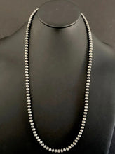 Load image into Gallery viewer, 6mm 36 Inch 925 Sterling Silver Oxidized Pearls Bead Necklace Southwestern