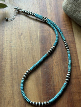 Load image into Gallery viewer, Southwestern Sterling Silver 4mm Blue Turquoise Pearls Bead Necklace 18 inch