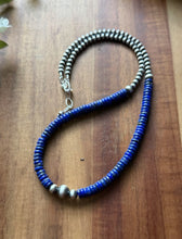Load image into Gallery viewer, Sterling Silver Blue Lapis W Multi Bead Pearls Necklace. 18 Inch. Gift
