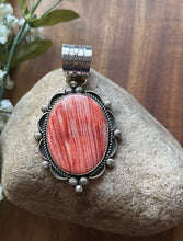 Load image into Gallery viewer, Native American Navajo Sterling Silver Orange Red Spiny Oyster Pendant Etta