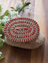 Load image into Gallery viewer, Navajo Sterling Silver Red Coral Pin Cluster Pendant DMW
