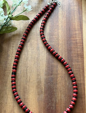 Load image into Gallery viewer, Sterling Silver Black Onyx W Red Coral Bead Necklace. 18 Inch
