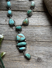 Load image into Gallery viewer, Navajo Sterling Silver Royston Turquoise Chain Lariat Bead Necklace K Yazzie