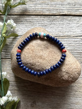 Load image into Gallery viewer, Lapis Multi Stone 6.5 Inch Stretch Elastic Stretchy Bead Bracelet Gift