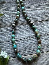 Load image into Gallery viewer, Sterling Silver Turquoise Nuggets W Pearls Bead Necklace. 18 inch