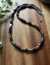 Load image into Gallery viewer, Sterling Silver Purple Spiny Oyster W Multi Bead Pearls Necklace. 24 inch. Gift