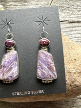 Load image into Gallery viewer, Navajo 925 Sterling Silver Purple Spiny Oyster Charoite Handmade Earrings RS