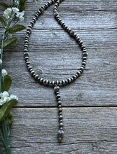 Load image into Gallery viewer, Southwestern Sterling Silver Lariat Y Pearls Bead Necklace 18 Inch