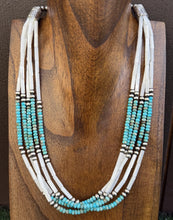 Load image into Gallery viewer, Sterling Silver Multi Strand MOP Mother Of Pearl Turquoise Bead Necklace 22 inch