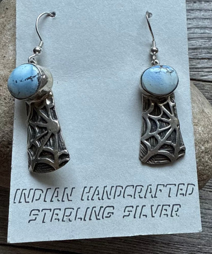 Navajo 925 Sterling Silver Golden Hill Turquoise Earrings Joe Paul Southwestern