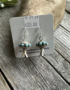 Navajo 925 Sterling Silver Turquoise Blossom Earrings MS Southwestern