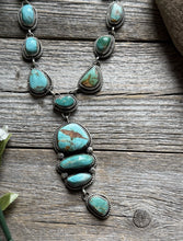 Load image into Gallery viewer, Navajo Sterling Silver Royston Turquoise Chain Lariat Bead Necklace K Yazzie