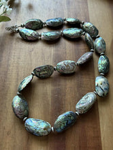 Load image into Gallery viewer, Sterling Silver Black Abalone Shell Flat Saucer Bead Necklace. 24 inch
