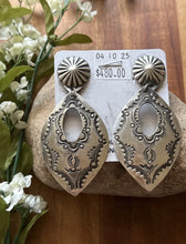 Load image into Gallery viewer, Navajo Sterling Silver Stamped Leaf Earrings. VJP Vincent