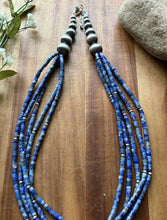 Load image into Gallery viewer, Sterling Silver Multi Strand Lapis Pearls Bead Necklace 23 inch Gift