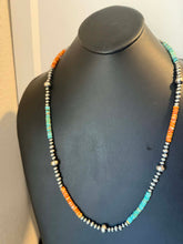 Load image into Gallery viewer, Sterling silver turquoise spiny oyster 30 inch necklace