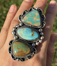 Load image into Gallery viewer, Native American Sterling Silver Royston Turquoise Adjustable Ring. C Yazzie