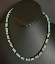 Load image into Gallery viewer, Sterling Silver Turquoise Purple Spiny Oyster Bead Necklace. 20 Inch