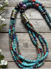 Load image into Gallery viewer, Tommy Rosita Singer T R Sterling Silver Multi Strand Turquoise Bead Necklace 30”