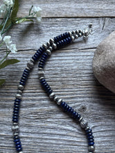 Load image into Gallery viewer, Southwestern Sterling Silver Lapis W Pearls Bead Necklace 18 inch Gift