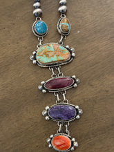 Load image into Gallery viewer, Navajo sterling silver multistone lariat necklace RY