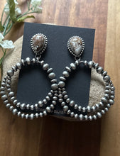 Load image into Gallery viewer, Navajo Sterling Silver Wild Horse Pearl Double Loop Earrings Etta E