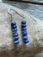 Load image into Gallery viewer, Southwestern 925 Sterling Silver Blue Lapis Bead Earrings 1 Inch