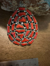 Load image into Gallery viewer, Navajo sterling silver red coral  adjustable ring