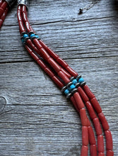 Load image into Gallery viewer, Natural Coral Sleeping Beauty Turquoise Sterling Silver MultiStrand BeadNecklace