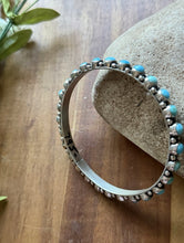 Load image into Gallery viewer, Native American Sterling Silver Blue Turquoise Bangle Cuff Bracelet. EB