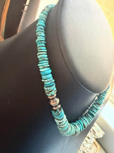 Load image into Gallery viewer, Sterling silver graduated blue turquoise bead necklace 18 inch