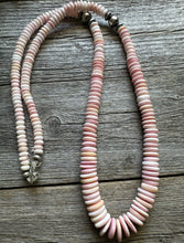 Load image into Gallery viewer, Long Southwestern Sterling Silver Graduated Pink Conch Bead Necklace. 30 Inch