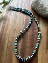 Load image into Gallery viewer, Sterling Silver Brown Wild Horse Turquoise Bead Necklace. 22 inch. Gift