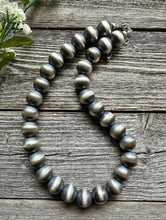 Load image into Gallery viewer, 16mm 22 Inch 925 Sterling Silver Oxidized Pearls Bead Necklace Southwestern